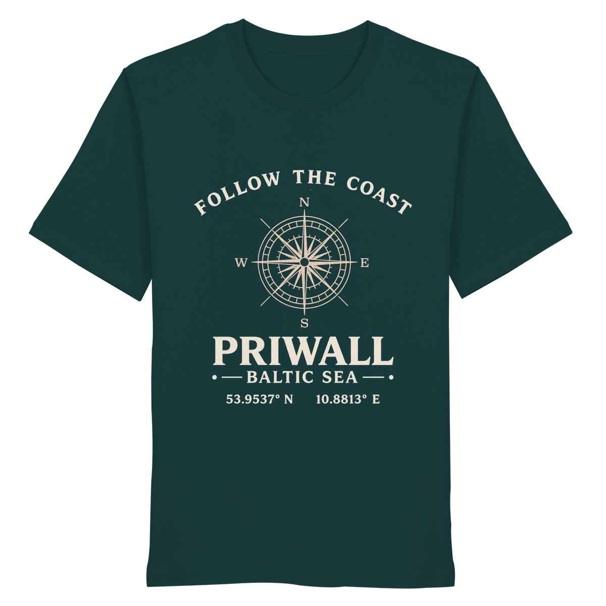 Priwall Kompass Dark Edition Organic Shirt in Glazed Green – Vorderansicht
