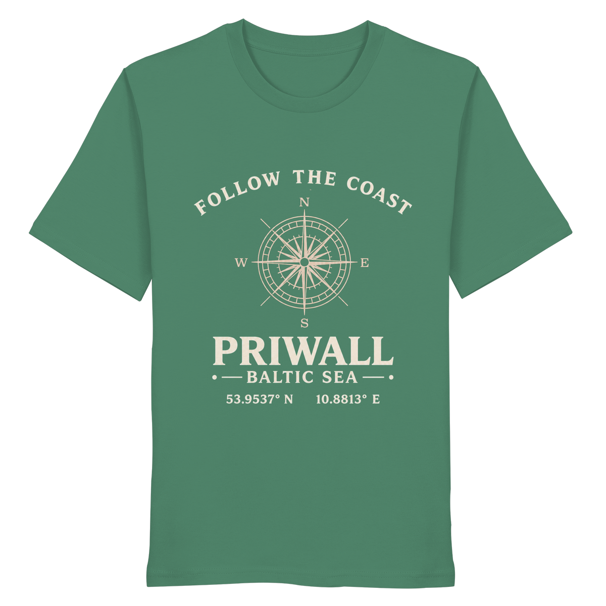 Priwall Kompass Dark Edition Organic Shirt in Green Bay – Vorderansicht
