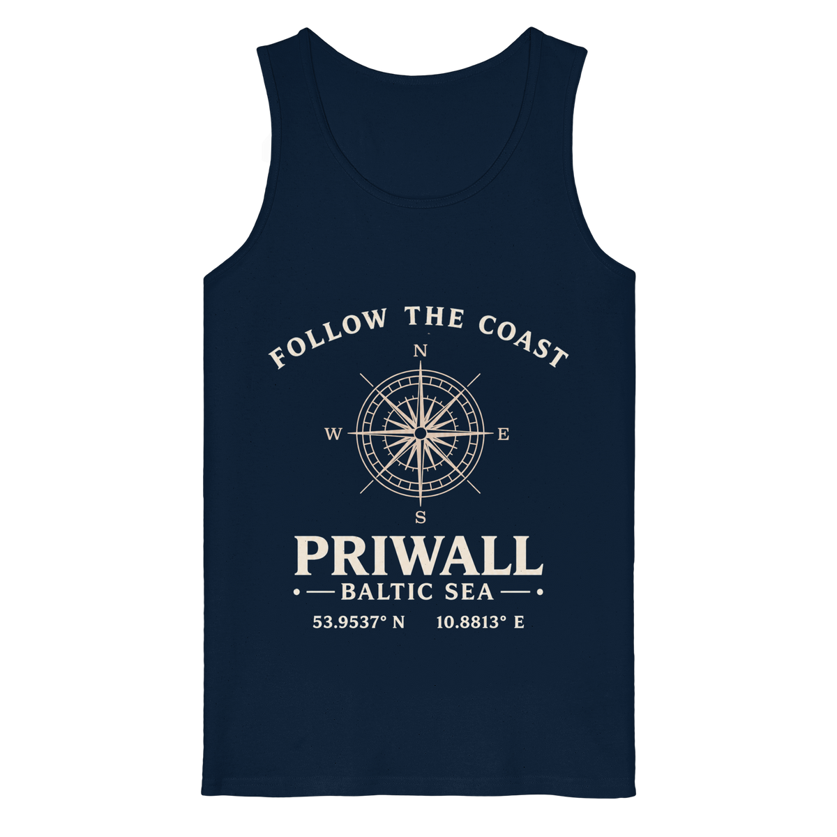 Priwall Kompass Dark Edition Organic Tank Top in French Navy – Produktansicht