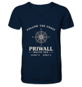Priwall Kompass Dark Edition Organic V-Neck Shirt in French Navy – Produktansicht