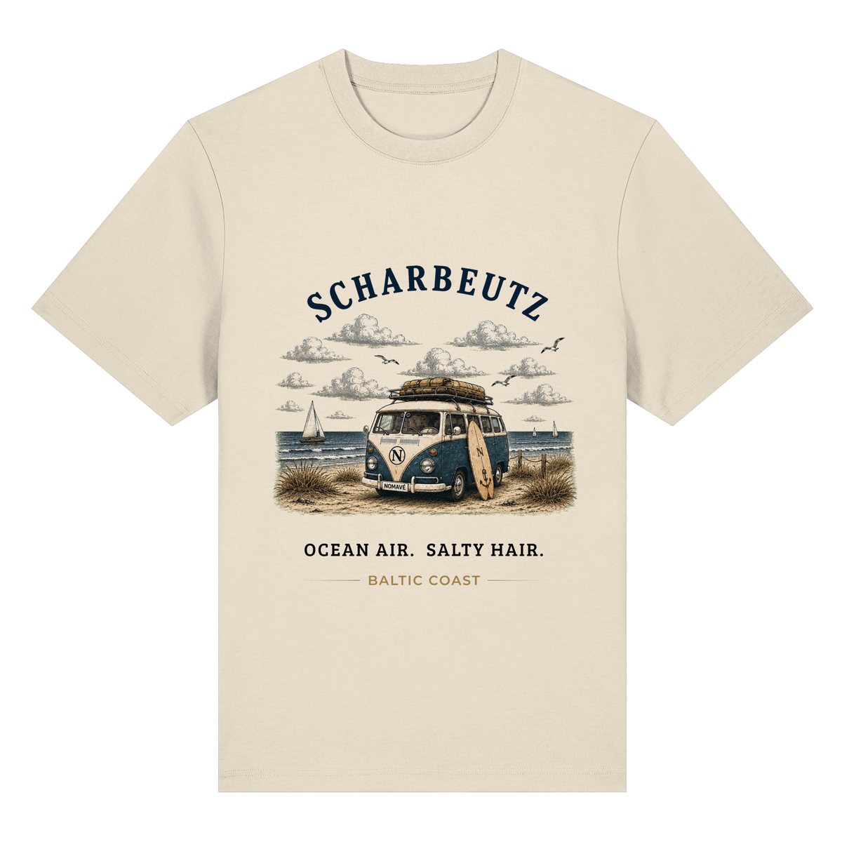Scharbeutz Bulli Bio-Heavy T-Shirt Clean Mockup in Natural Raw