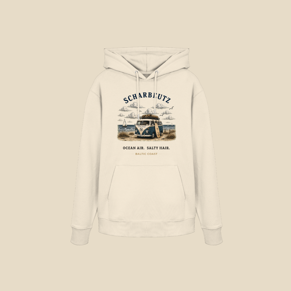 Bio-Hoodie Clean Mockup mit Scharbeutz Bulli Motiv