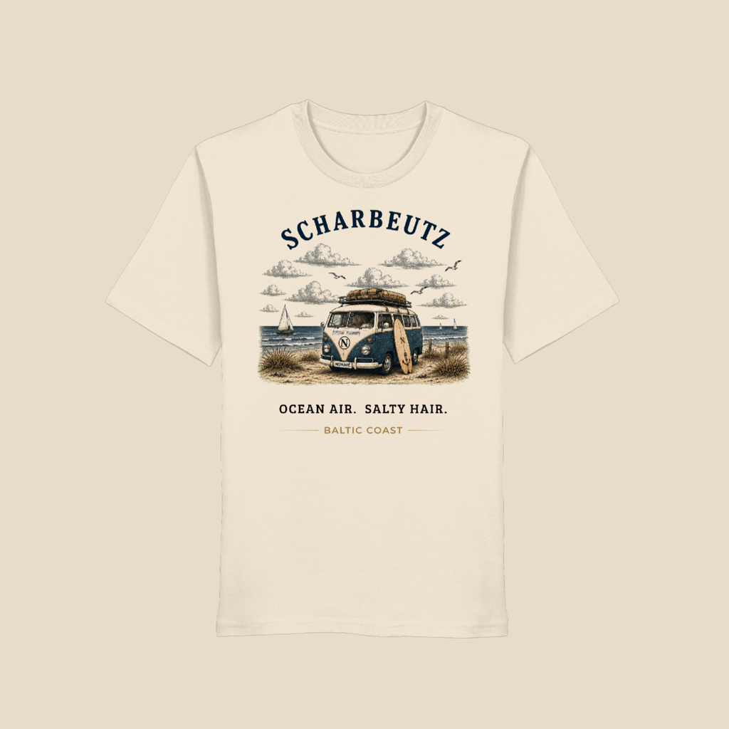 Bio T-Shirt Clean Mockup mit Scharbeutz Bulli Motiv
