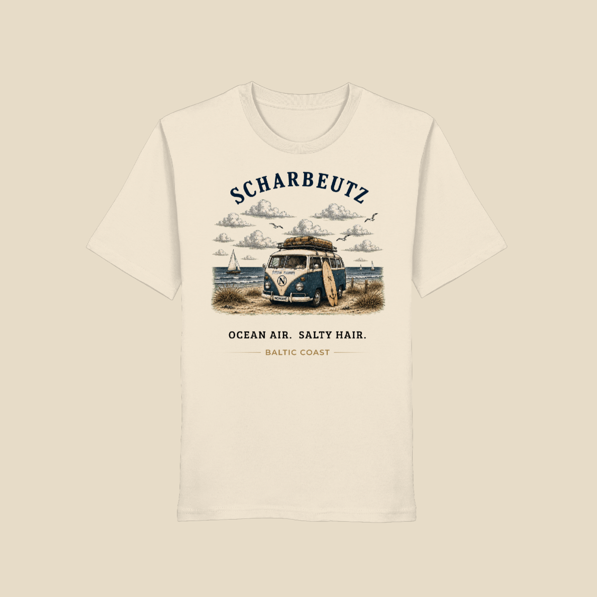 Bio T-Shirt Clean Mockup mit Scharbeutz Bulli Motiv