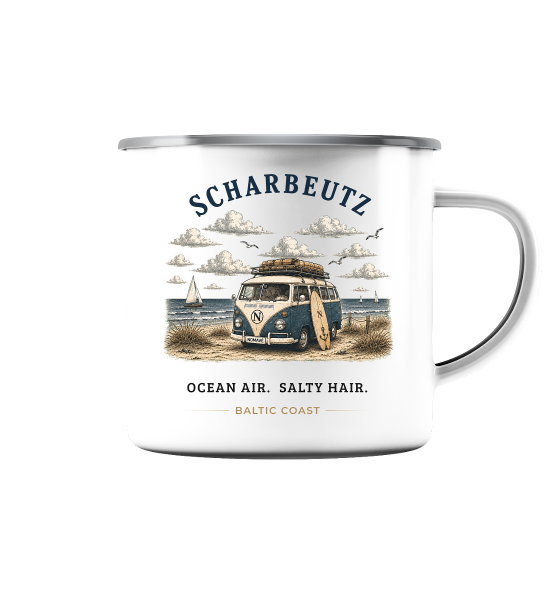 Scharbeutz Bulli Emaillebecher in White glossy