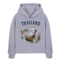 Thailand Longtail Dreams Damen Bio-Boxcut-Hoodie in Lavender mit tropischem Motiv