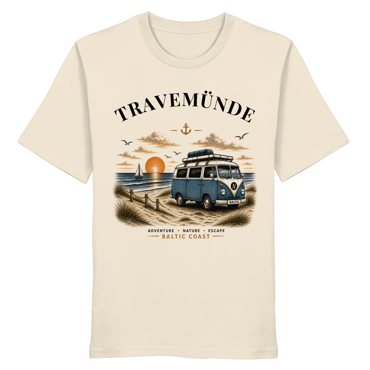 Travemünde Bulli – Bio T-Shirt – Helle Edition als Produktansicht in Natural Raw