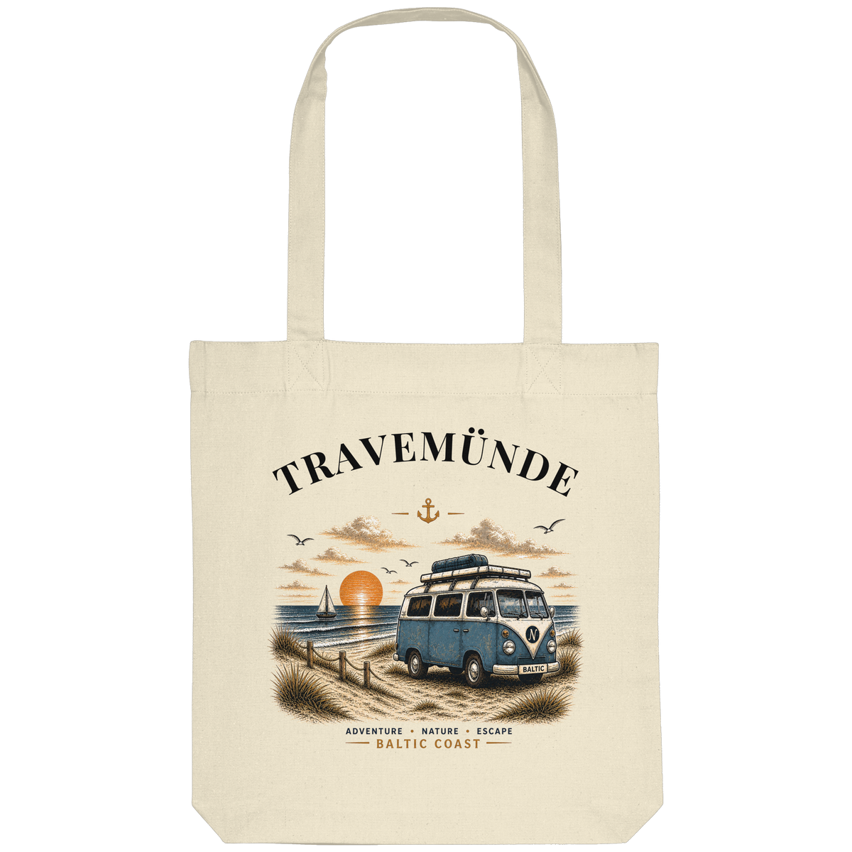 Travemünde Bulli – Baltic Coast Bio-Tasche als Produktansicht in Natural