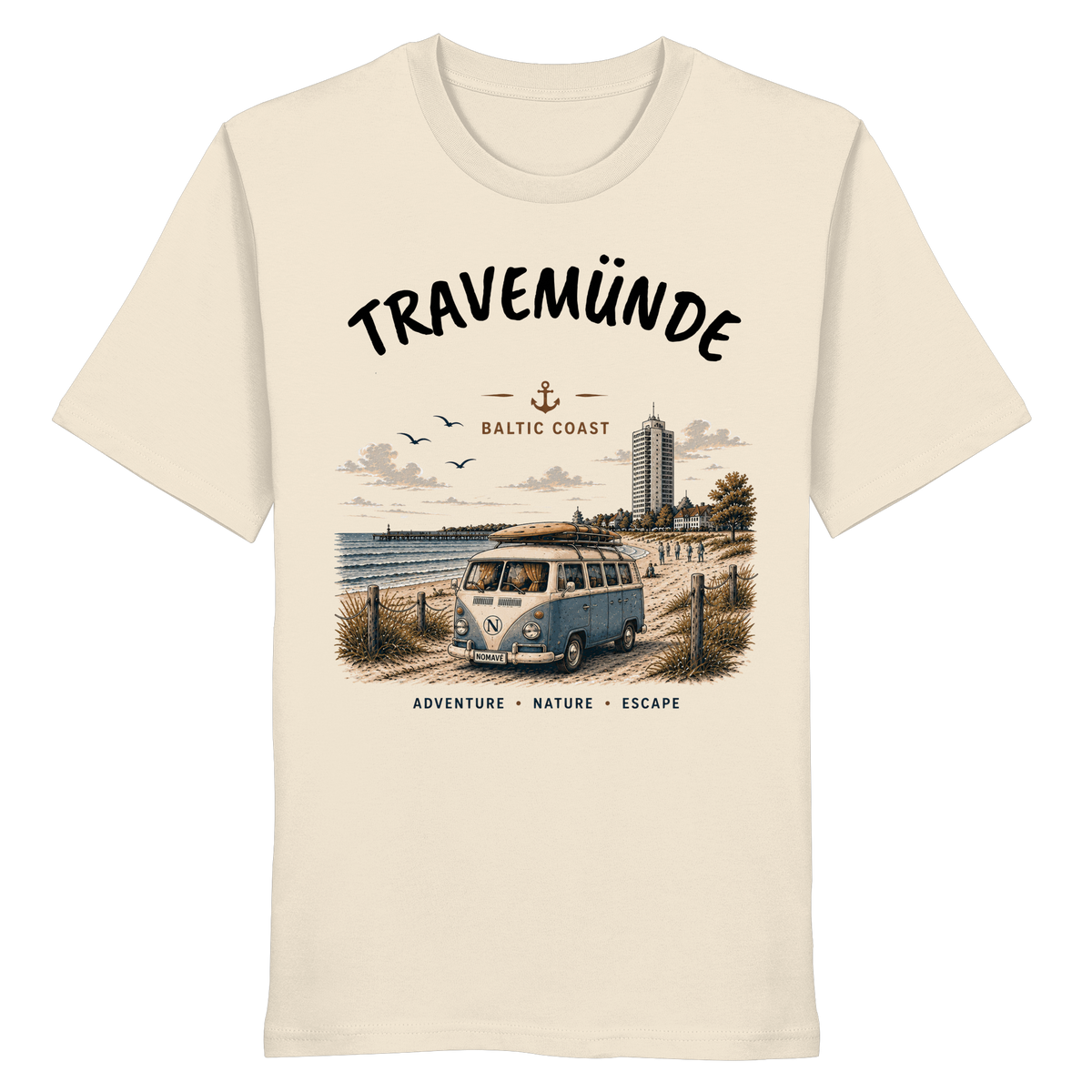 Travemünde Bulli – Bio T-Shirt – Helle Edition als Produktansicht in Natural Raw