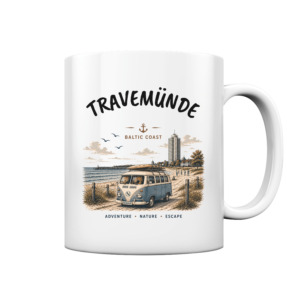 Travemünde Bulli – Baltic Coast Keramikbecher als Produktansicht in White glossy