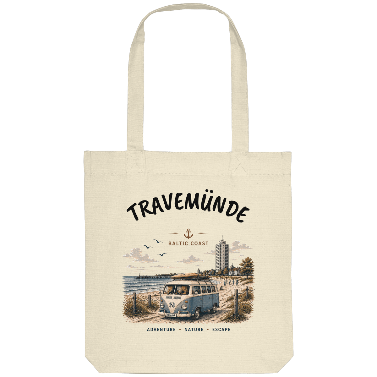 Travemünde Bulli – Baltic Coast Bio-Tasche als Produktansicht in Natural