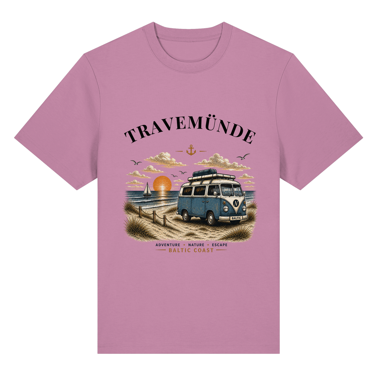 Travemünde Bulli Bio-Heavy T-Shirt in Bubble Pink mit Frontprint