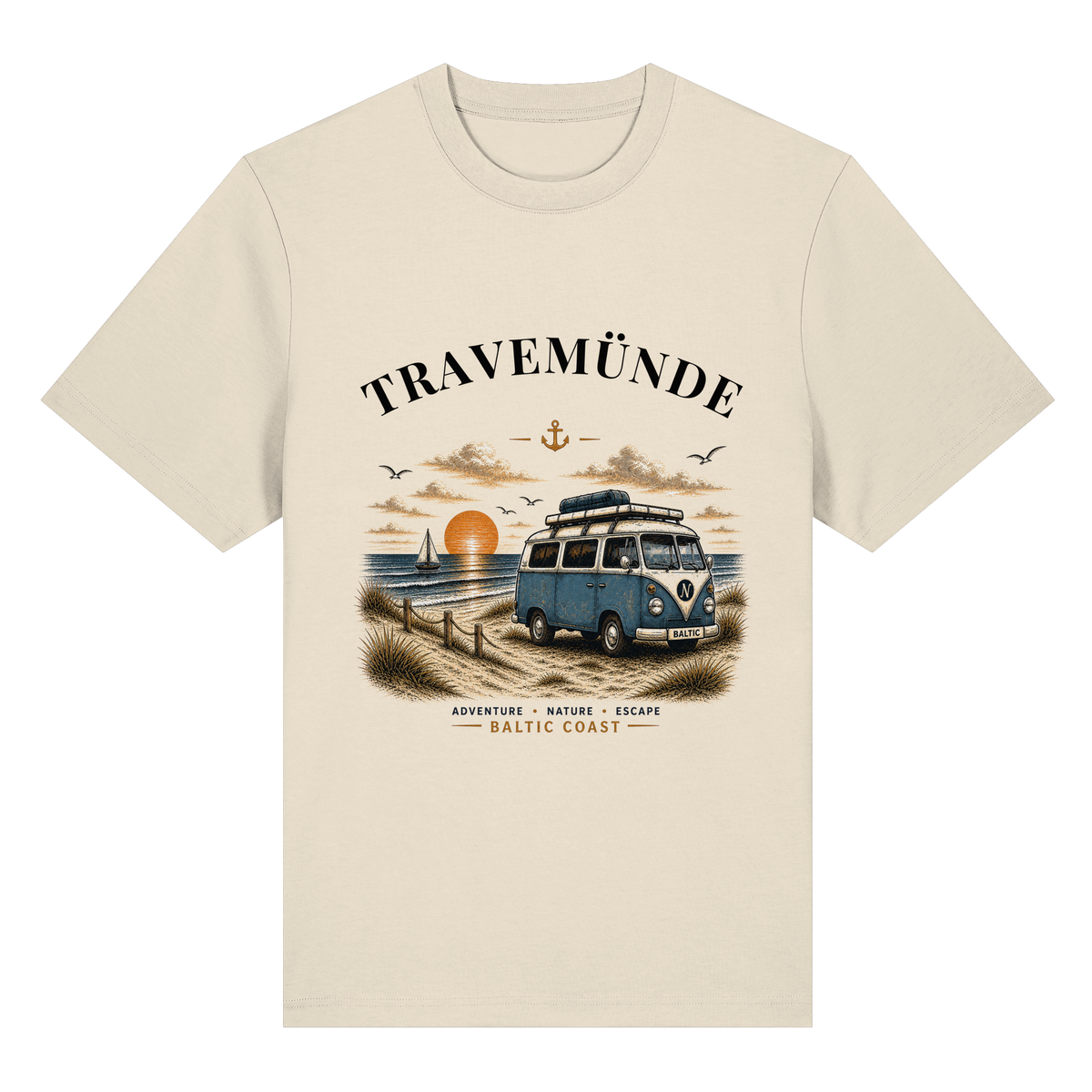 Travemünde Bulli Bio-Heavy T-Shirt in Natural Raw mit Frontprint
