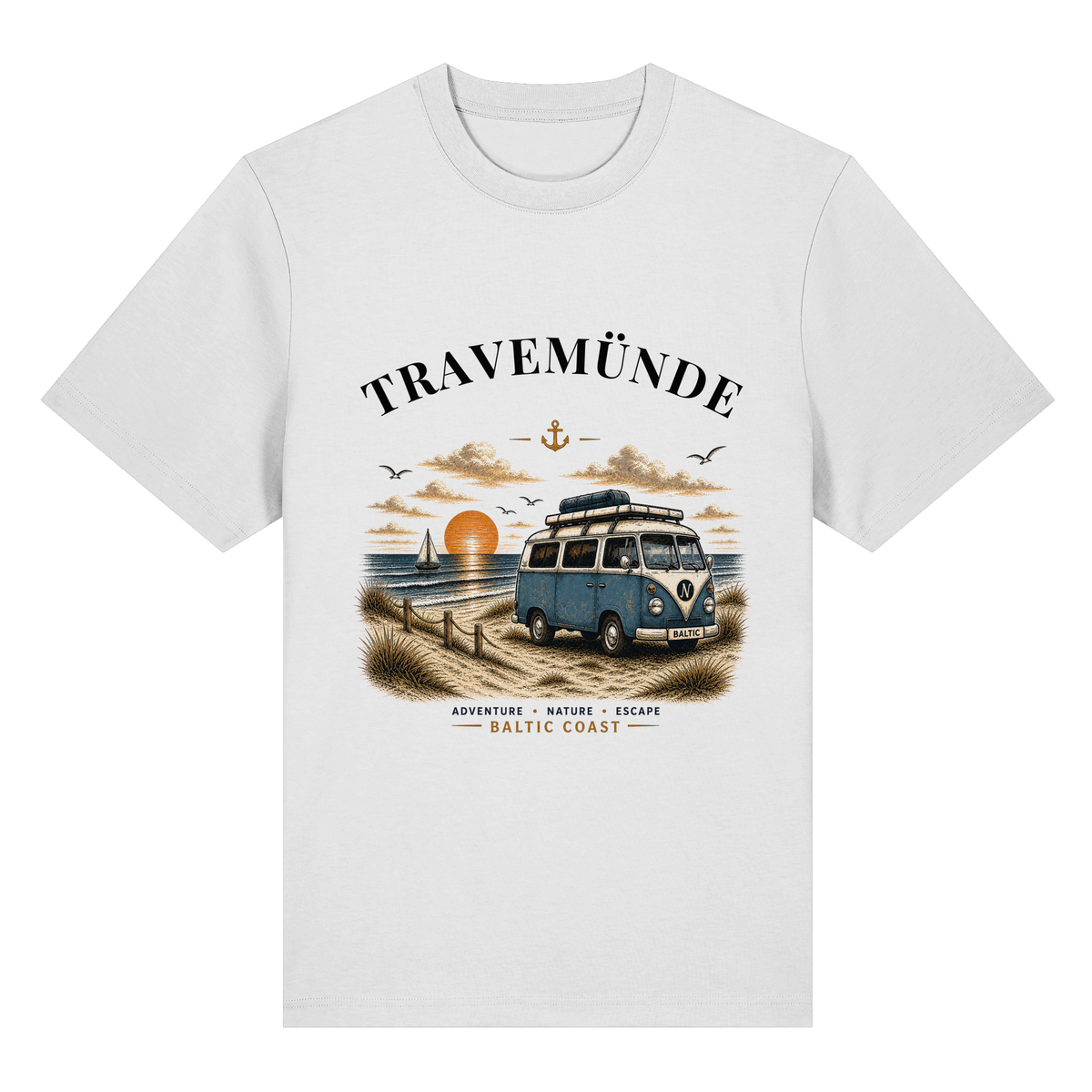 Travemünde Bulli Bio-Heavy T-Shirt in White mit Frontprint