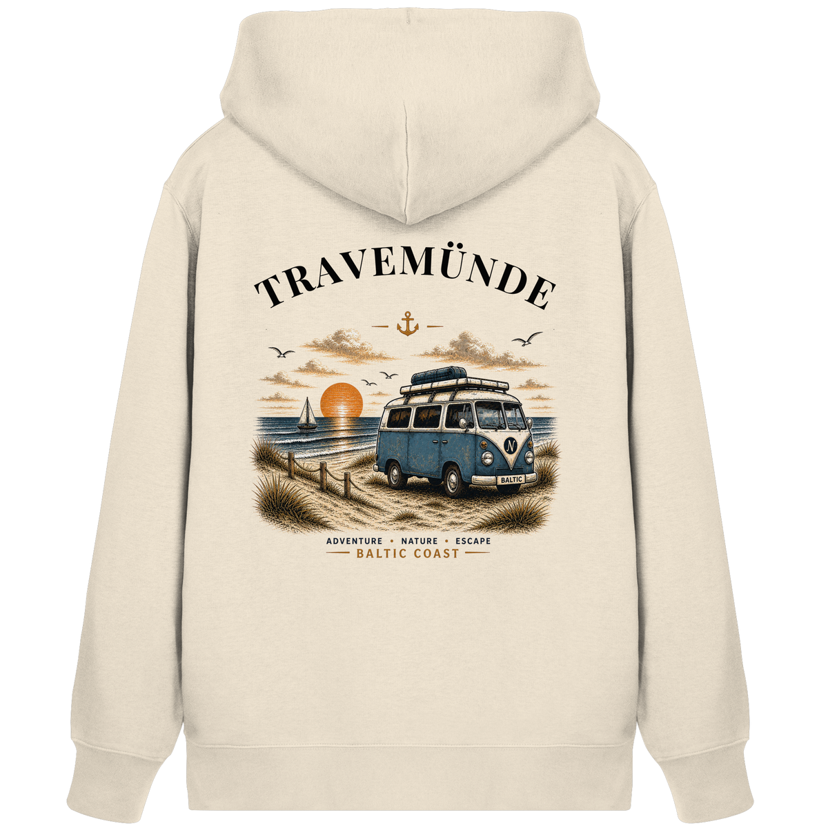 Travemünde Bulli Bio-Zipper in Natural Raw als Rückenansicht