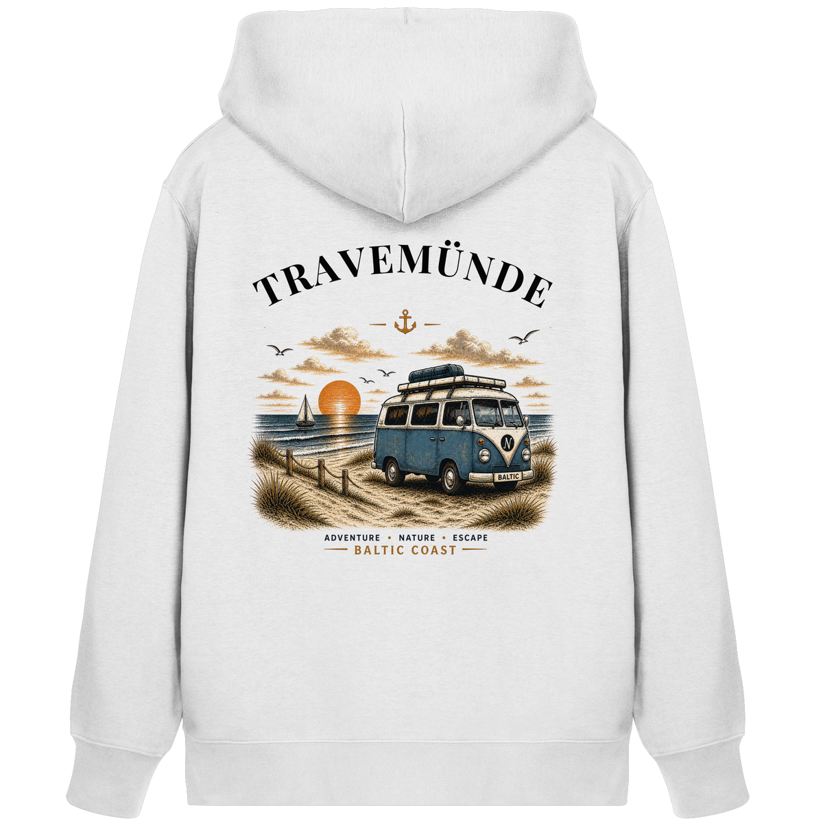 Travemünde Bulli Bio-Zipper in White als Rückenansicht