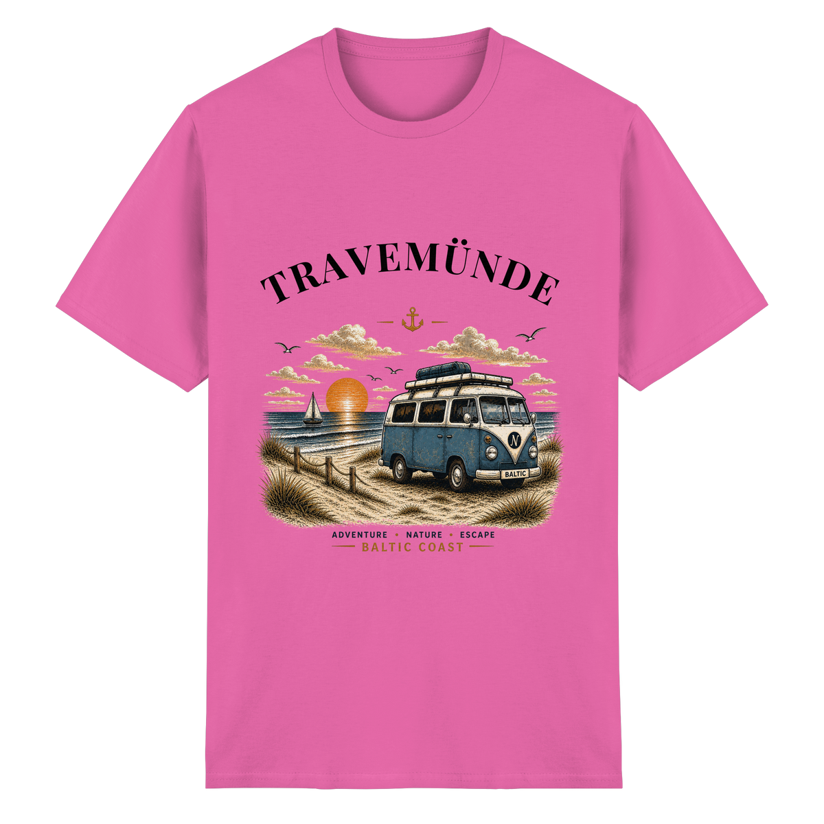 Travemünde Bulli Essential T-Shirt in Azalea mit Frontprint