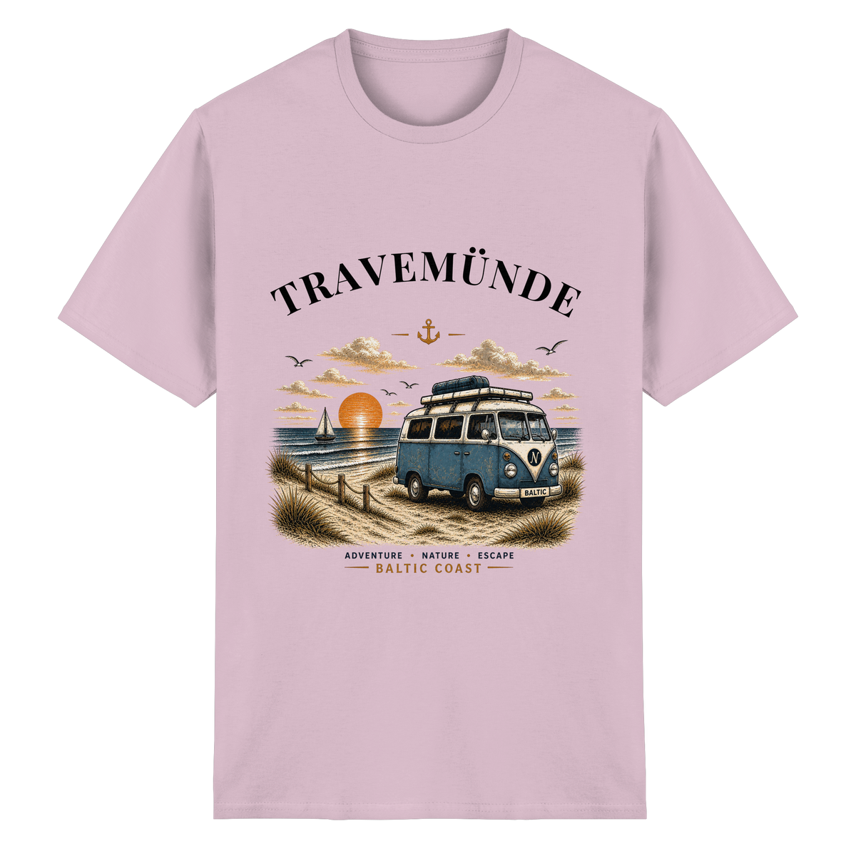 Travemünde Bulli Essential T-Shirt in Light Pink mit Frontprint