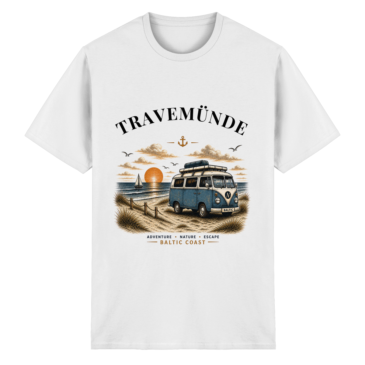 Travemünde Bulli Essential T-Shirt in White mit Frontprint
