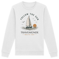 Travemünde Follow the Sun Sweatshirt in Weiß mit Segelboot Motiv und Baltic Sea Design