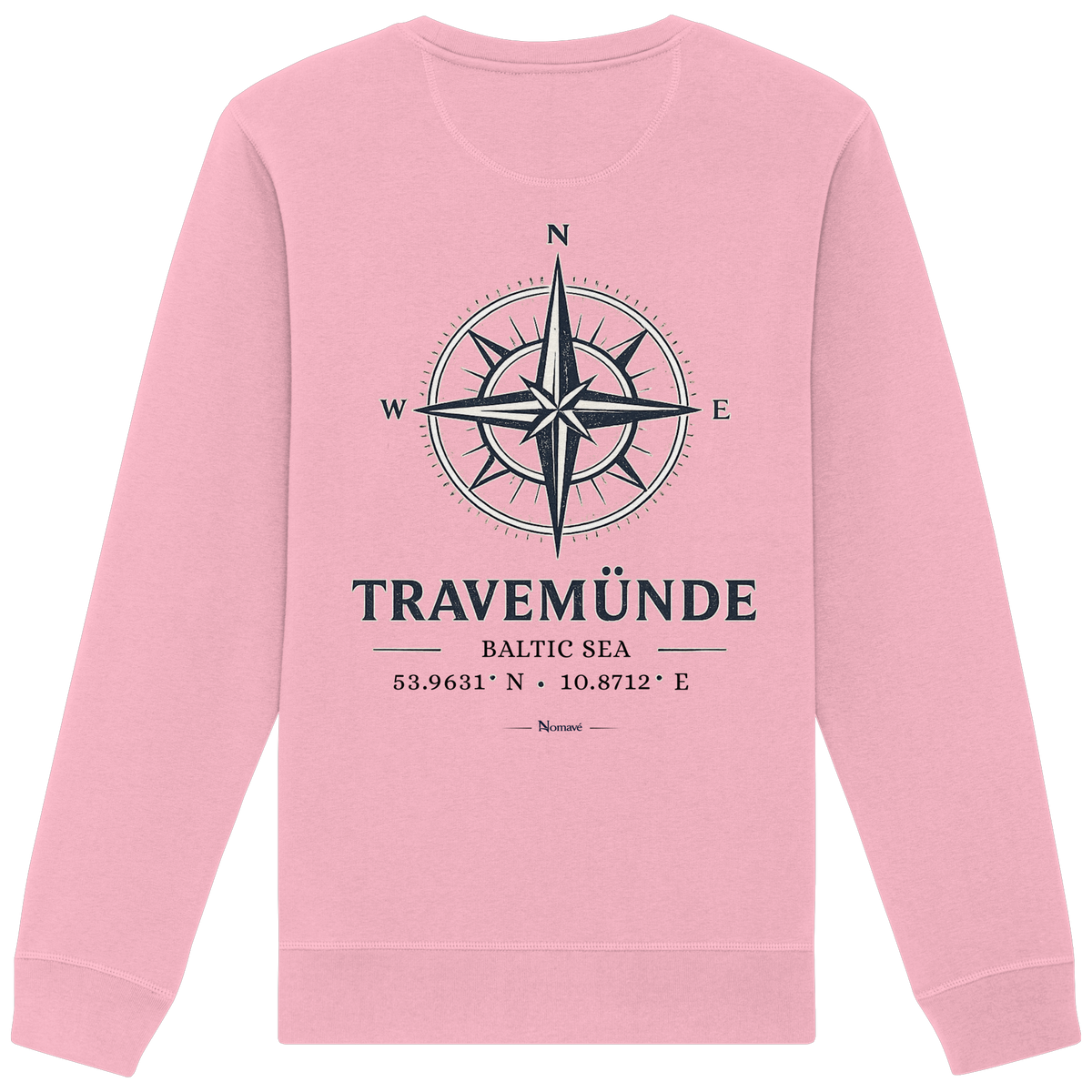Travemünde Windrose – Rückenansicht Bio-Sweatshirt cotton pink