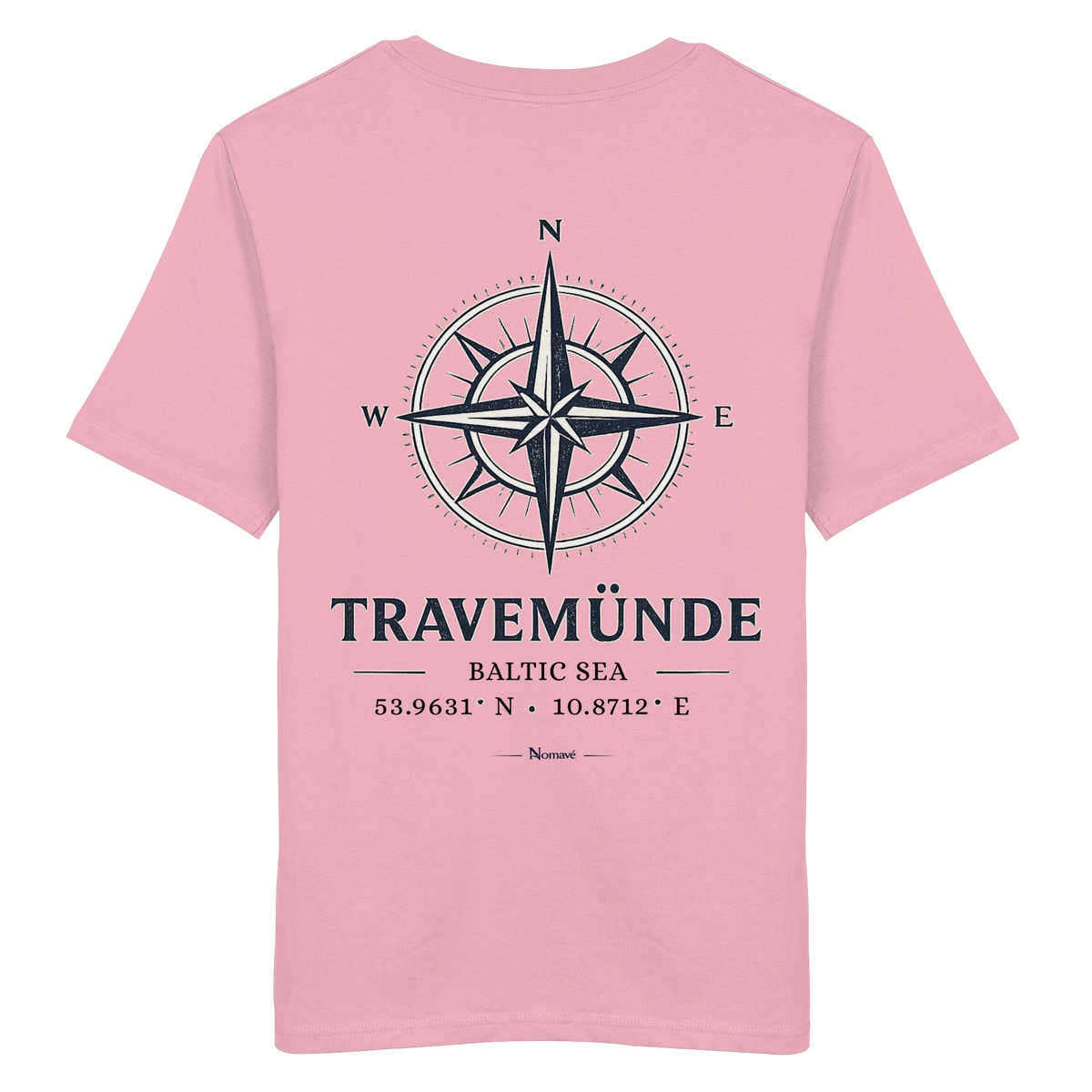 Travemünde Windrose – Rückenansicht Bio T-Shirt cotton pink