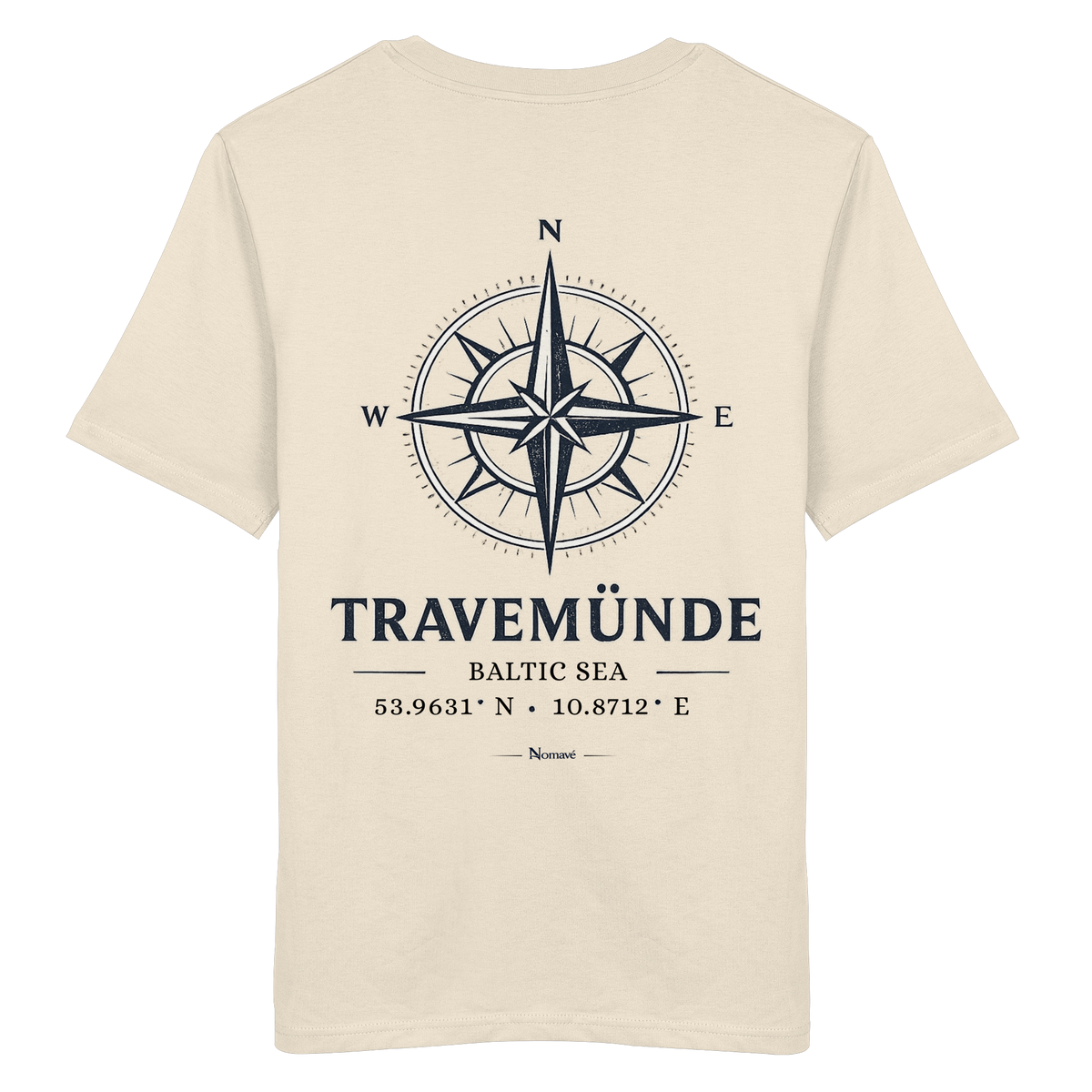 Travemünde Windrose – Rückenansicht Bio T-Shirt Natural Raw