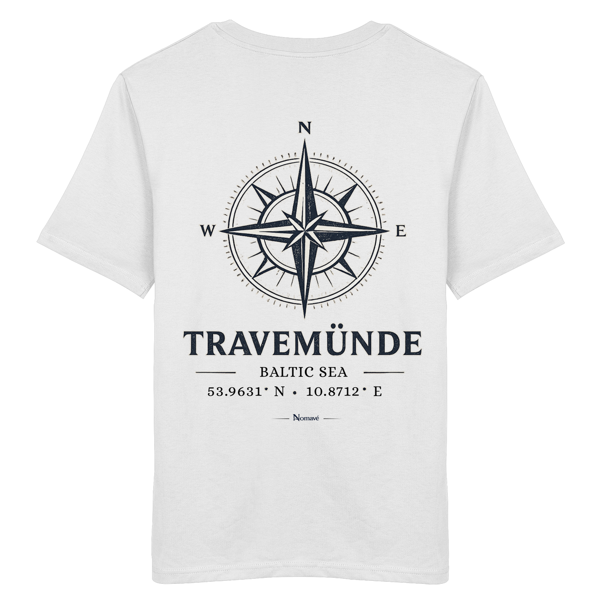 Travemünde Windrose – Rückenansicht Bio T-Shirt Weiß