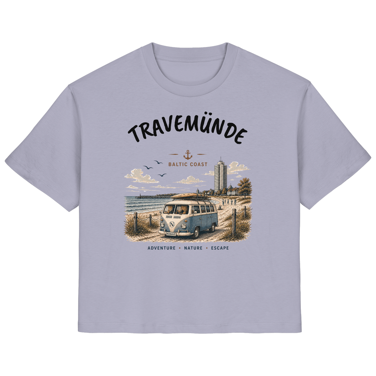 Travemünde Bulli – Damen Bio T-Shirt – Helle Edition als Produktansicht in Lavender