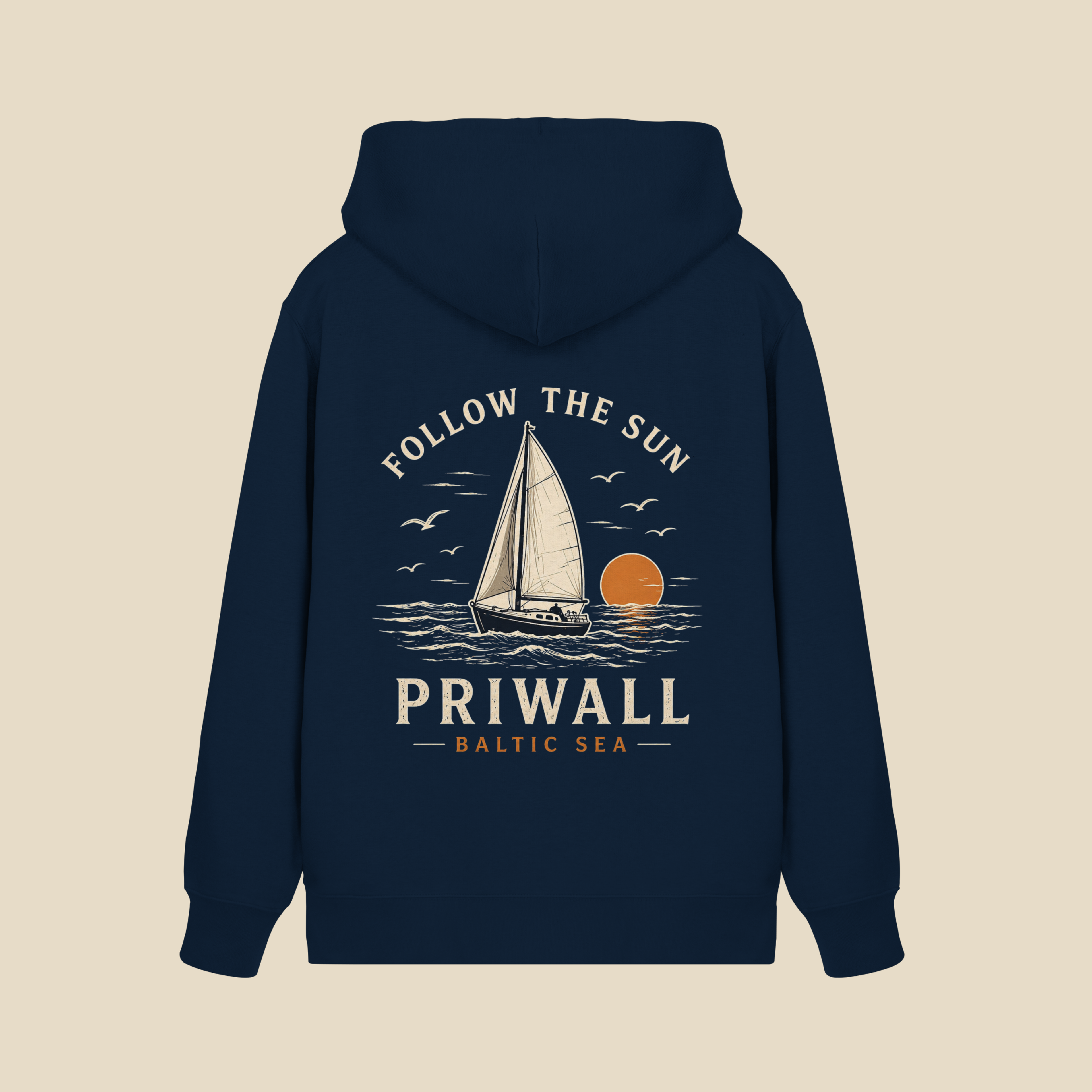 Follow the Sun – Priwall – Baltic Sea Bio Kapuzenjacke mit Reißverschluss – Dark Edition