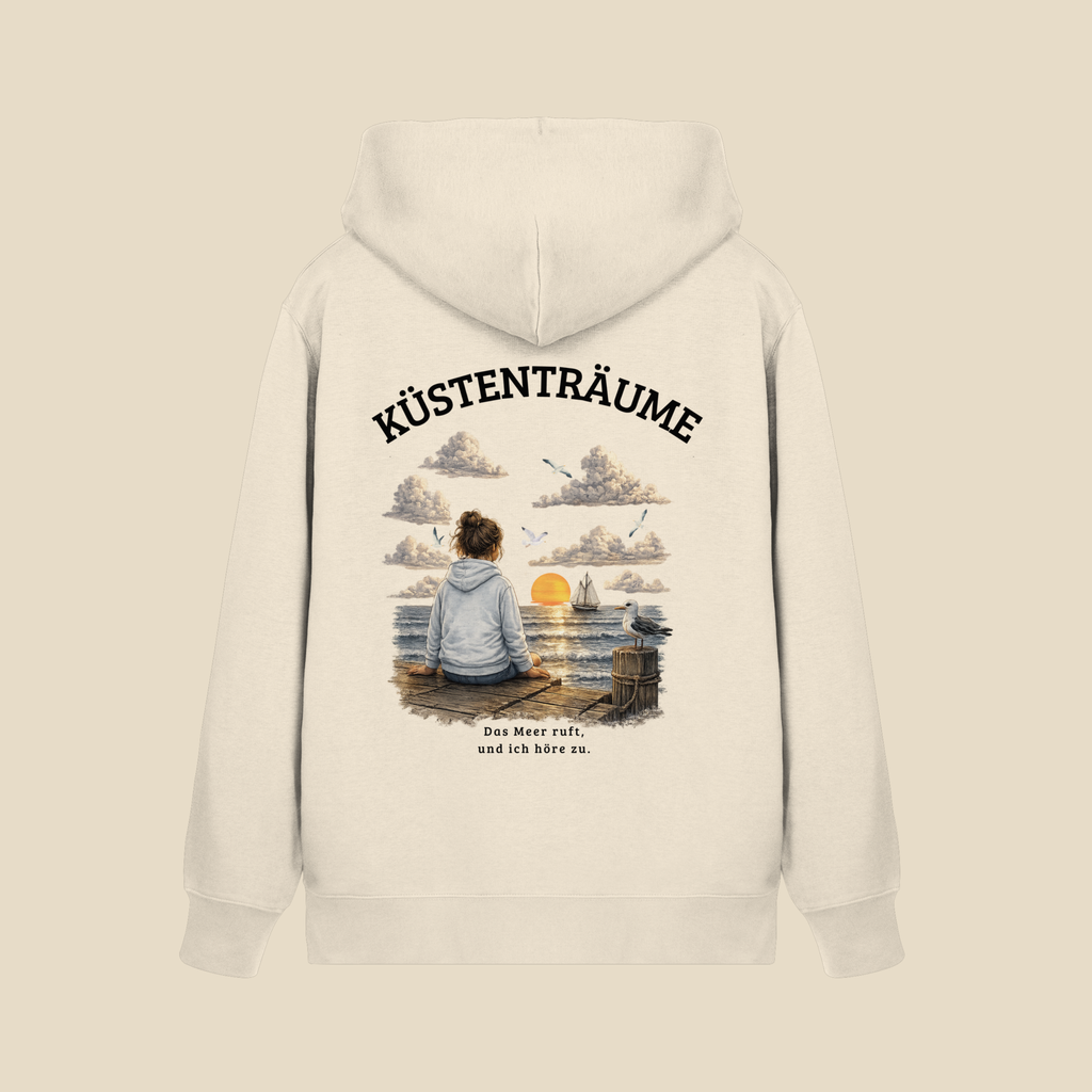 Küstenträume – Bio-Kapuzenjacke mit Küstenmotiv